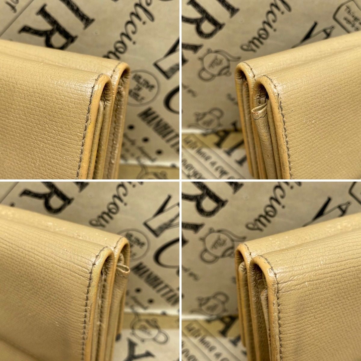 Chanel Trifold Wallet Coco Button Hook Beige Card Coin — view 7