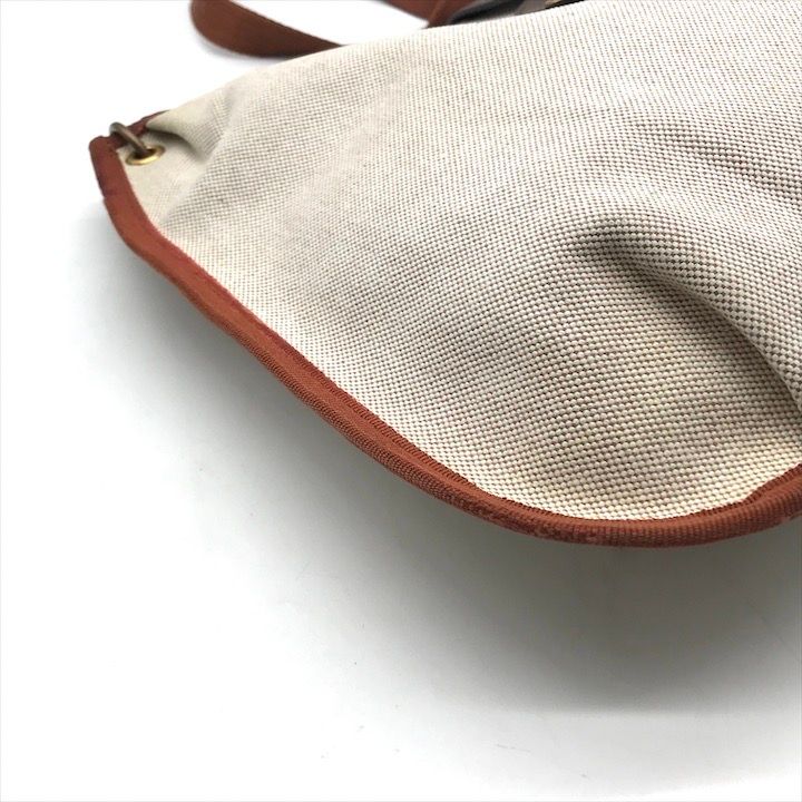 Hermes Canvas Saco Rodeo Toile Ash Shoulder Bag Brown