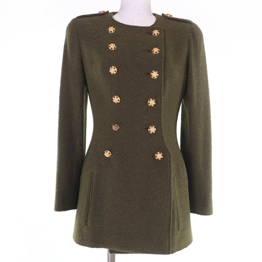 Chanel Vintage Wool Gripoix Button Tweed Jacket Khaki 36