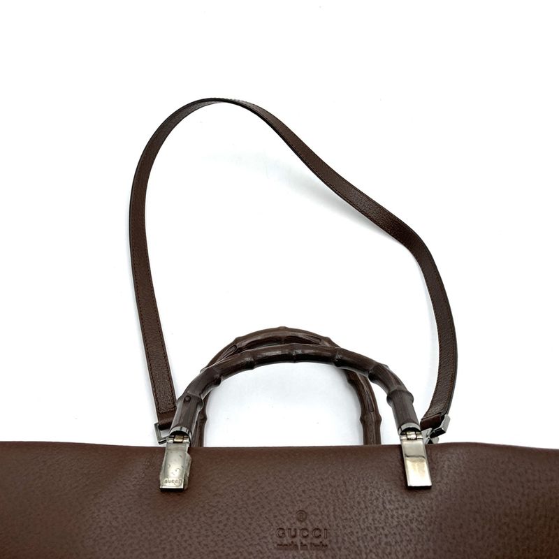 Gucci 002103 Handbag Shoulder Bag Business Bag Leather Brown
