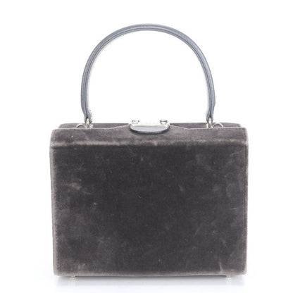 Fendi Leather Vanity Handbag Top Handle Tote Gray Velour Women's MME Ca5-1