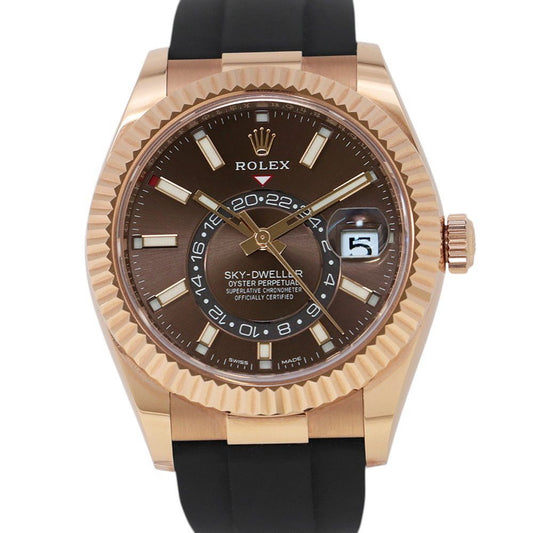 Rolex Sky Pink Gold Roulette Watch Chocolate Dial