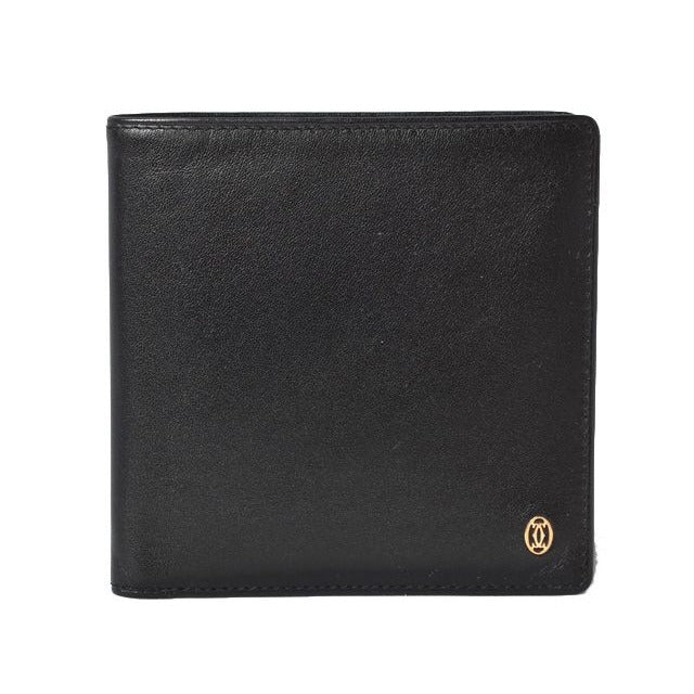 Cartier Wallet Folding Leather Black