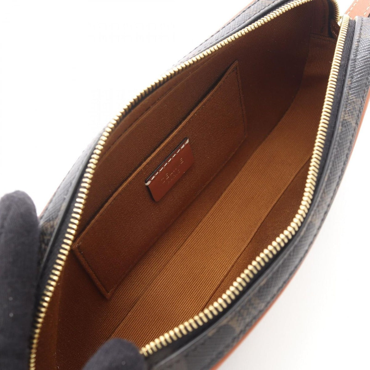 Celine Shoulder Bag Cuill Triomphe Mini Black Brown — view 3