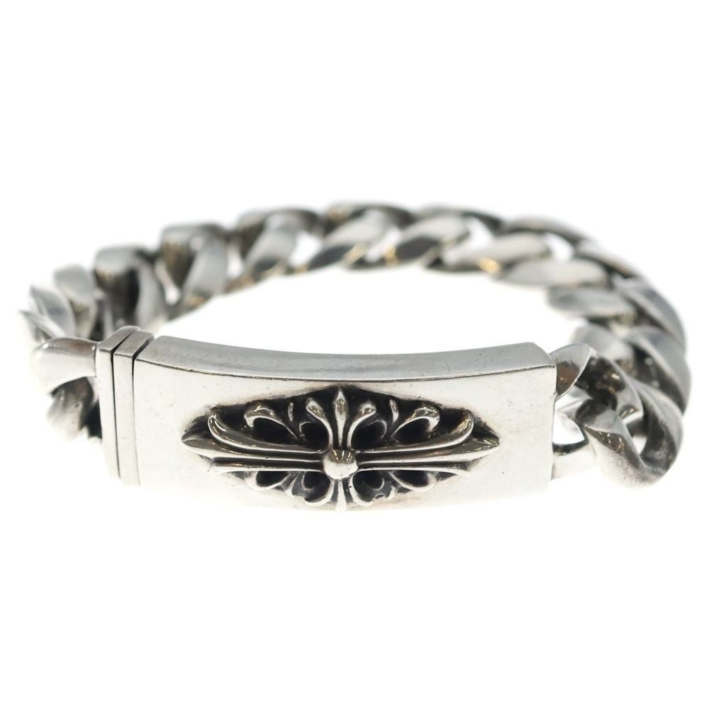 Chrome Hearts ID Floral Crs Cross ID Classic Link Bracelet Silver