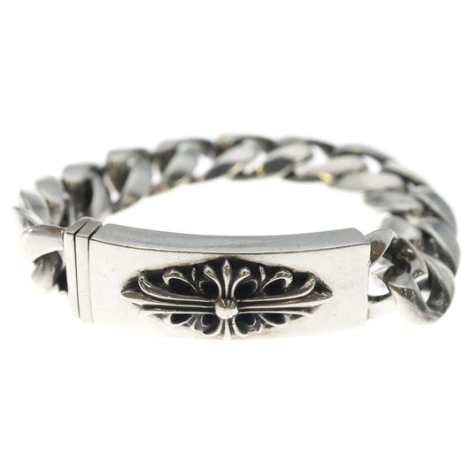 Chrome Hearts ID Floral Crs Cross ID Classic Link Bracelet Silver