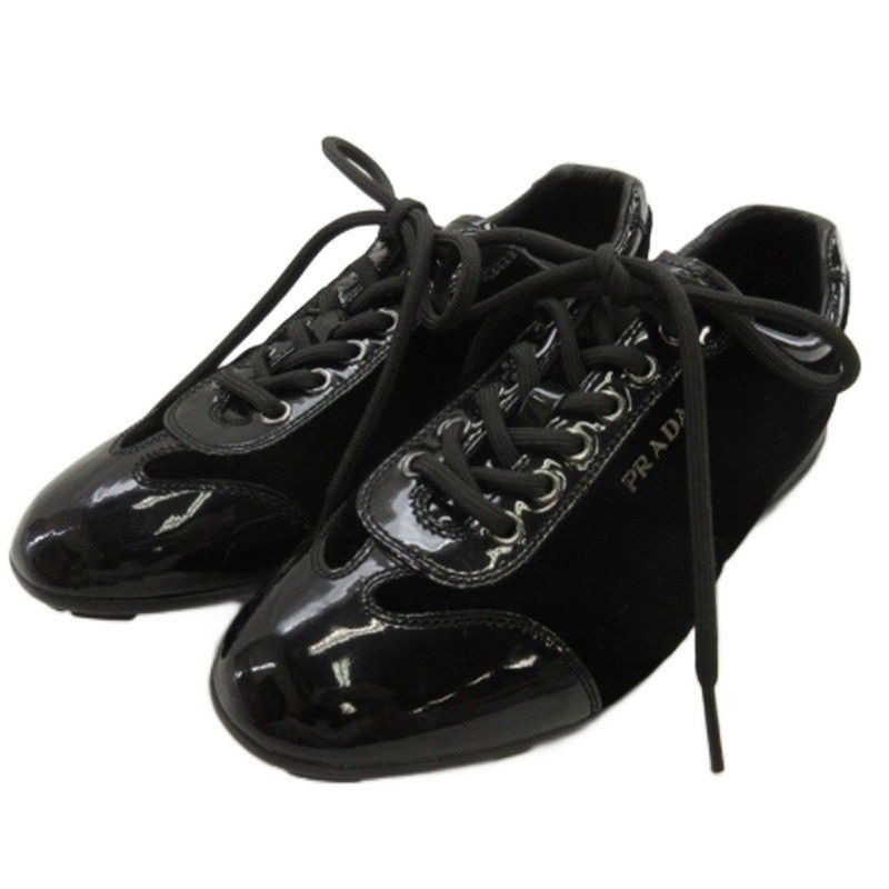 Prada Sports Sport Logo Velour Shoes Sneakers Black 35.5