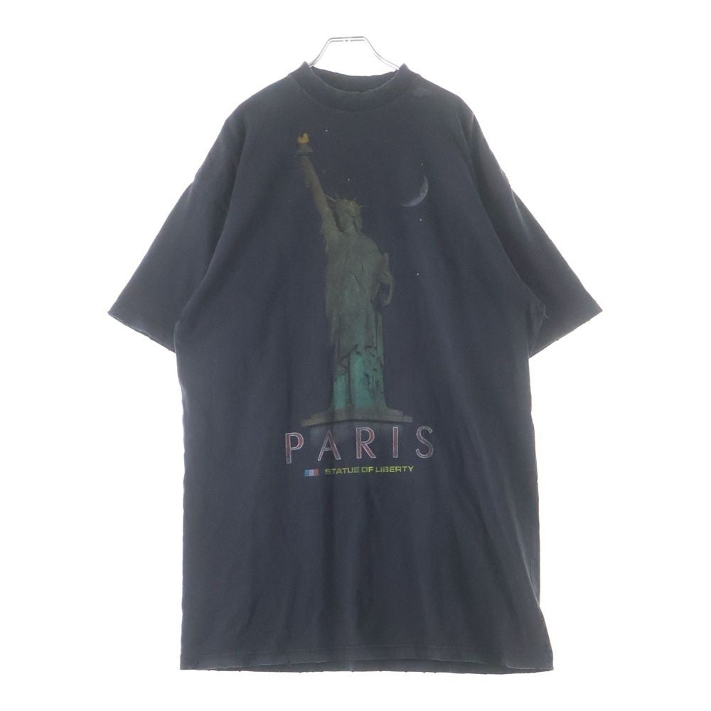 Balenciaga Paris Statue DF Liberty of Distressed Crew Neck Short Sleeve T-Shirt