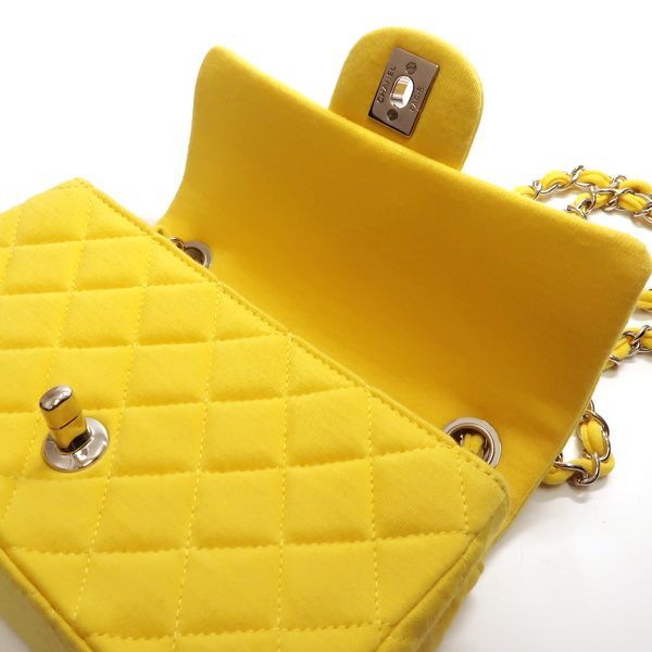 Chanel Matelasse 20 Chain Shoulder No 19 Cotton Yellow Mini Matelasse Chanel