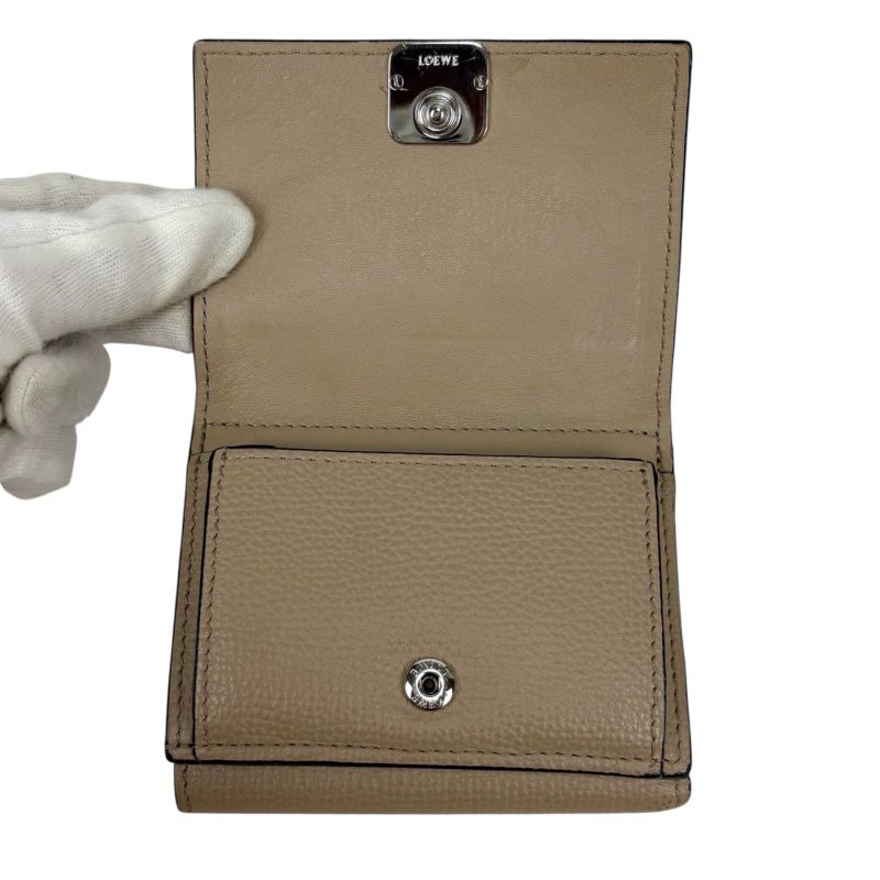 Loewe Trifold Wallet Vertical Wallet Trifold Wallet Sand Glaze Compact Wallet