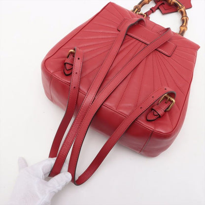 Gucci Bamboo Queen Margaret Leather Backpack Bee Red 476664 Made In Italy