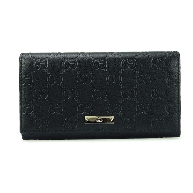 Gucci Long Wallet 244946 Guccissima Cima Leather Black Gold Hardware Everyday