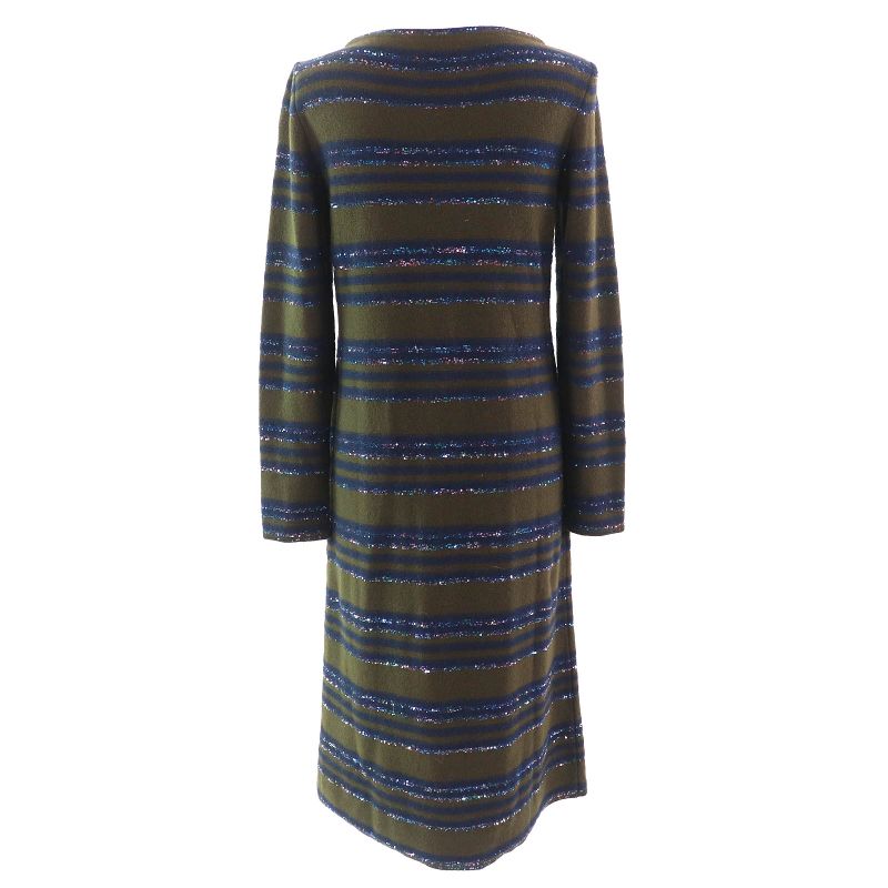 CHANEL P62936 Cashmere Coco Mark Button Coco Button Sequins Striped Long Sleeve