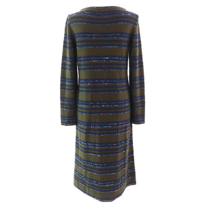 CHANEL P62936 Cashmere Coco Mark Button Coco Button Sequins Striped Long Sleeve