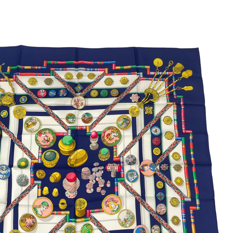 Hermes Silk Scarf Carre 90 Petite Main Seamstress Navy