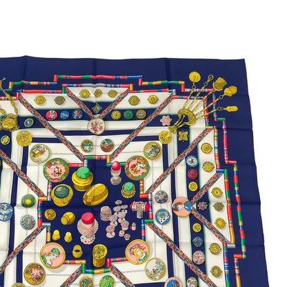 Hermes Silk Scarf Carre 90 Petite Main Seamstress Navy