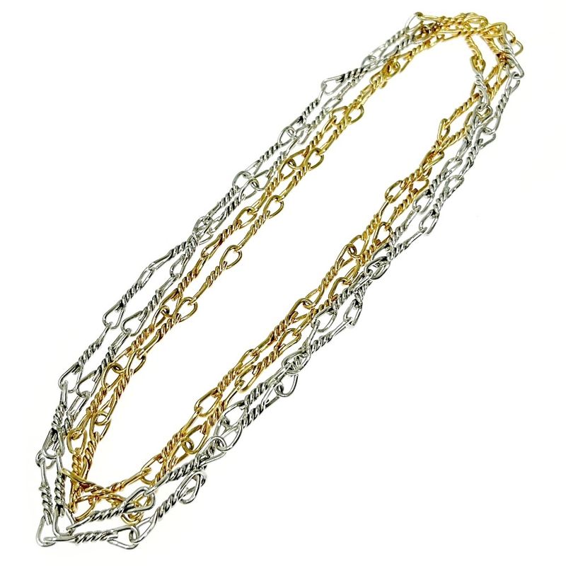 Christian Dior Metal Twisted Chain Long Necklace Gold Silver 346774 Necklace