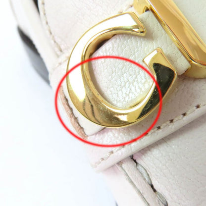 Gucci 700036 Metal Logo Leather Loafer Ivory Gold Hardware 36.5 With Box And