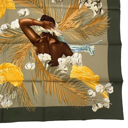 Hermes Scarf Carre 90 Silk Turbans Des Reines Princess Turban Flower Leaves — view 6