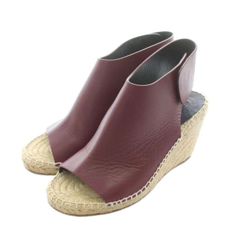 Celine Sandals Espadrilles Leather Open Toe Wedge Sole 36