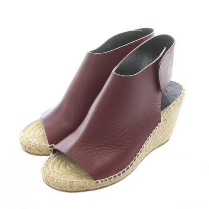 Celine Sandals Espadrilles Leather Open Toe Wedge Sole 36