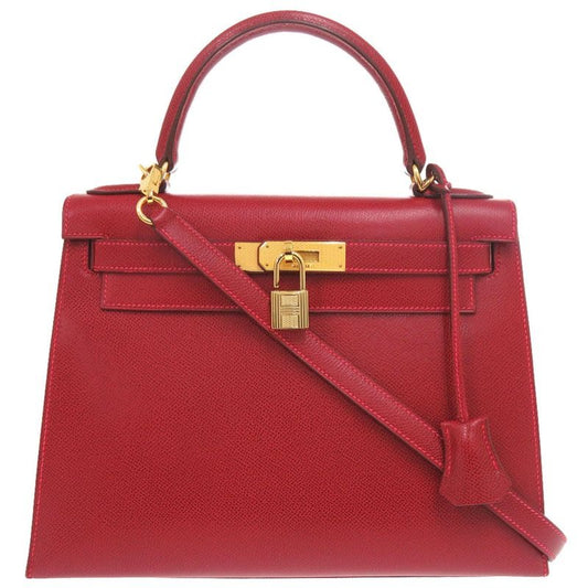 Hermes Kelly 28 Guilloche Outside Stitch Lycee Rouge Vif Gold Hardware