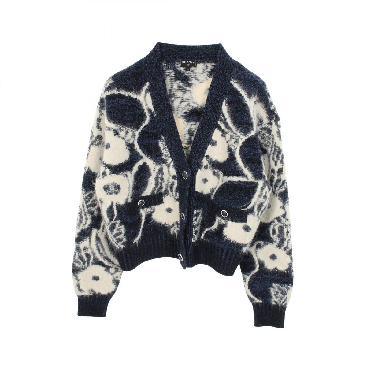 Chanel Cardigan Lion Button Floral Pattern Cashmere