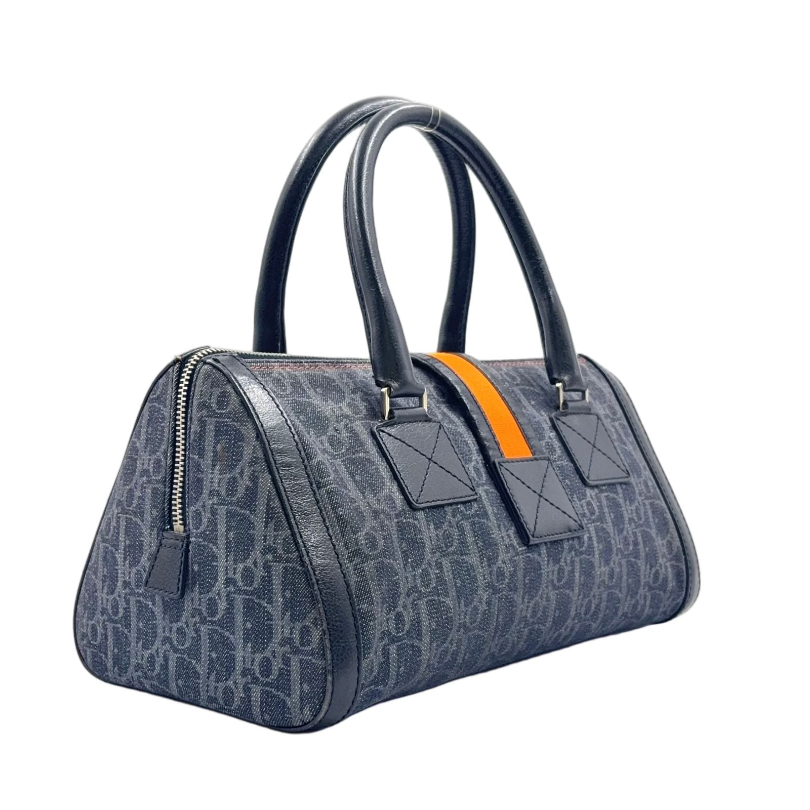 Dior Flight Line Trotter Leather Denim Gray Black Handbag Silver — view 2
