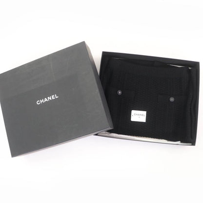 CHANEL 17B P57346k07533 Cashmere Coco Mark Button Knit Tight Skirt Black 36