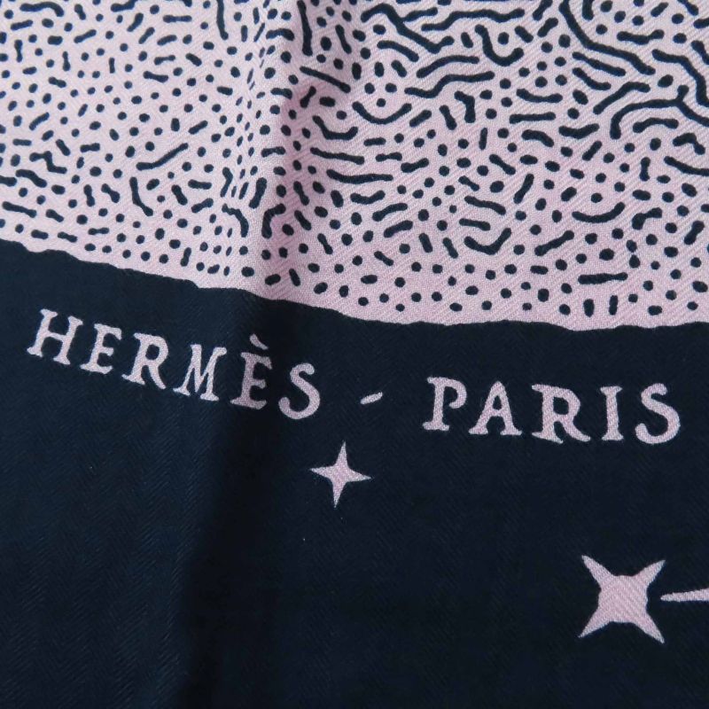 Hermes Carre Geant140 Clair De Lune Cles Cashmere Silk Marine View Rose Scarf