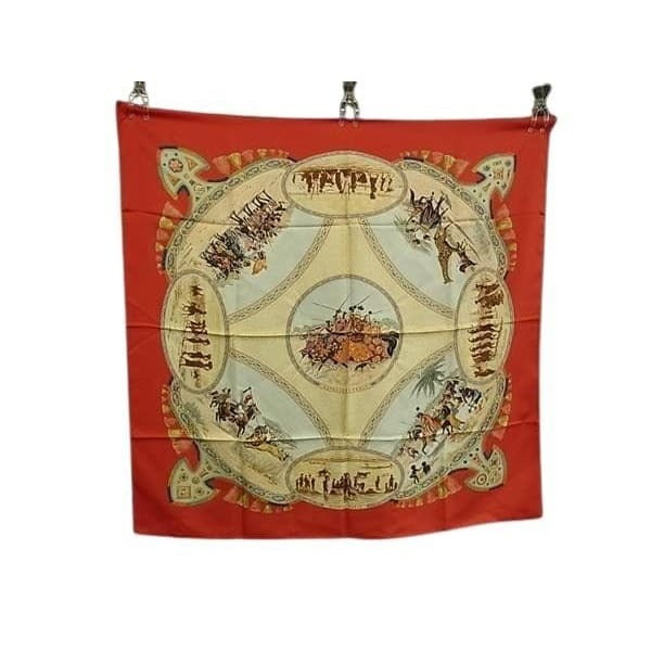 Hermes Scarf Carre 90 Multicolor 100% Silk Cavaliers Peuls Pool Tribe