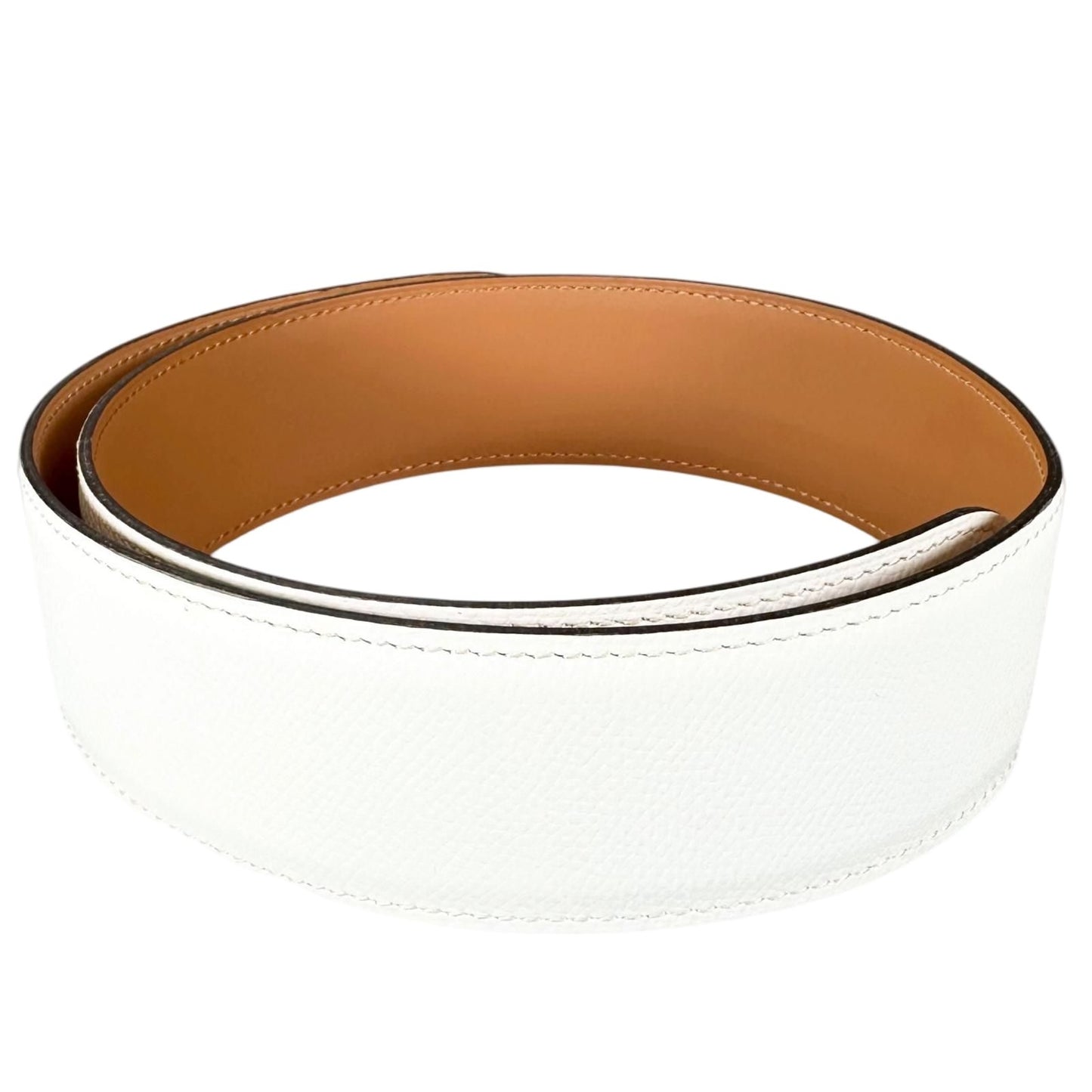 Hermes Veau Epsom Brown White Scarf Belt Silver — view 2
