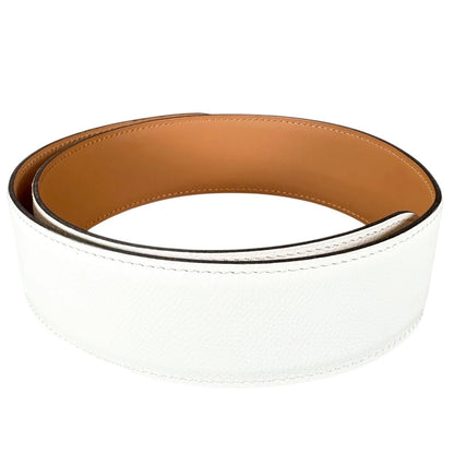 Hermes Veau Epsom Brown White Scarf Belt Silver — view 2
