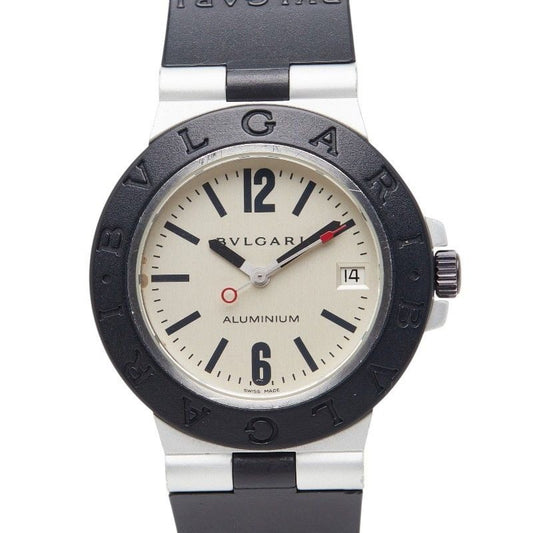 Bvlgari Aluminum Watch Black Silver Rubber