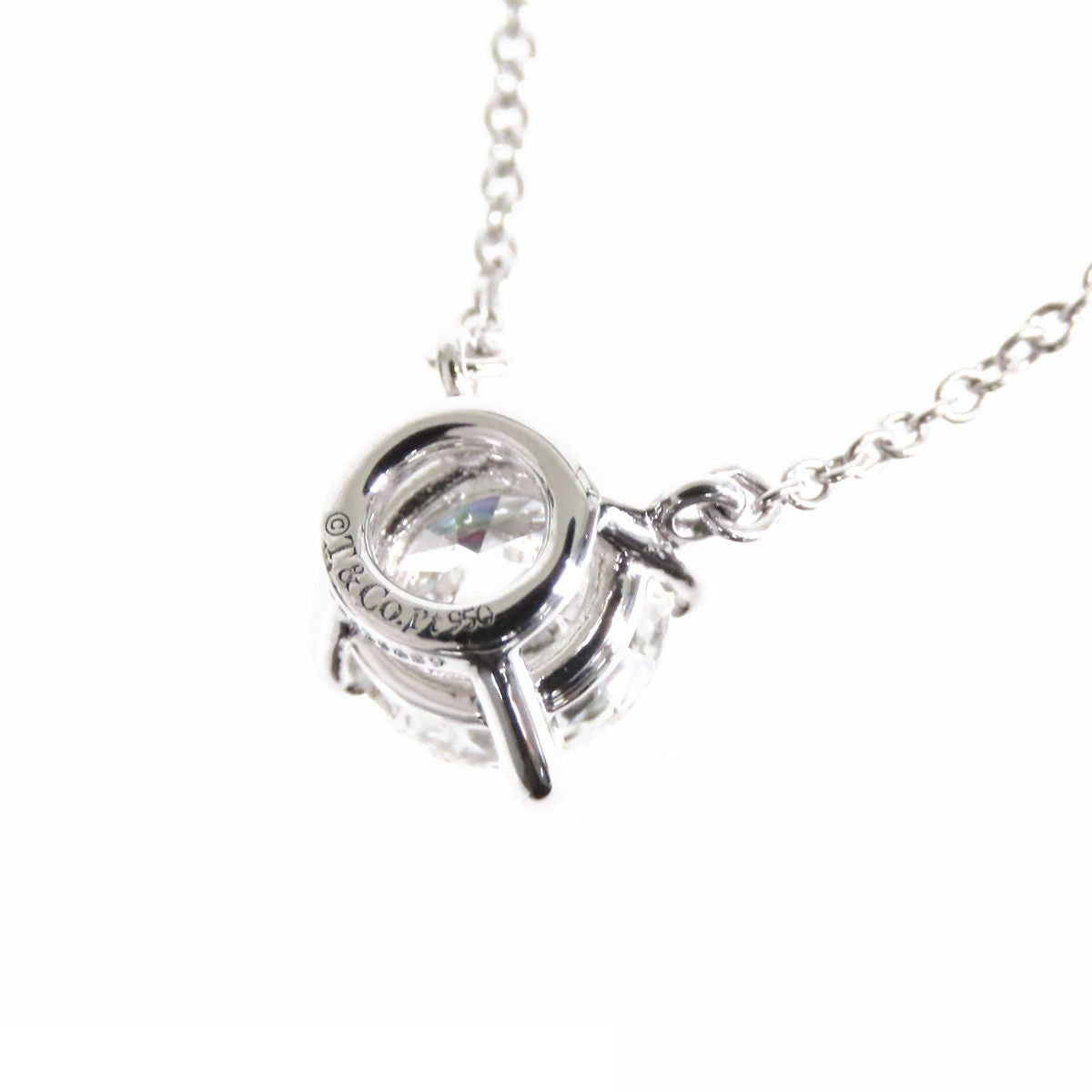 Tiffany & Co Solitaire Diamond Pendant Platinum Necklace — view 2
