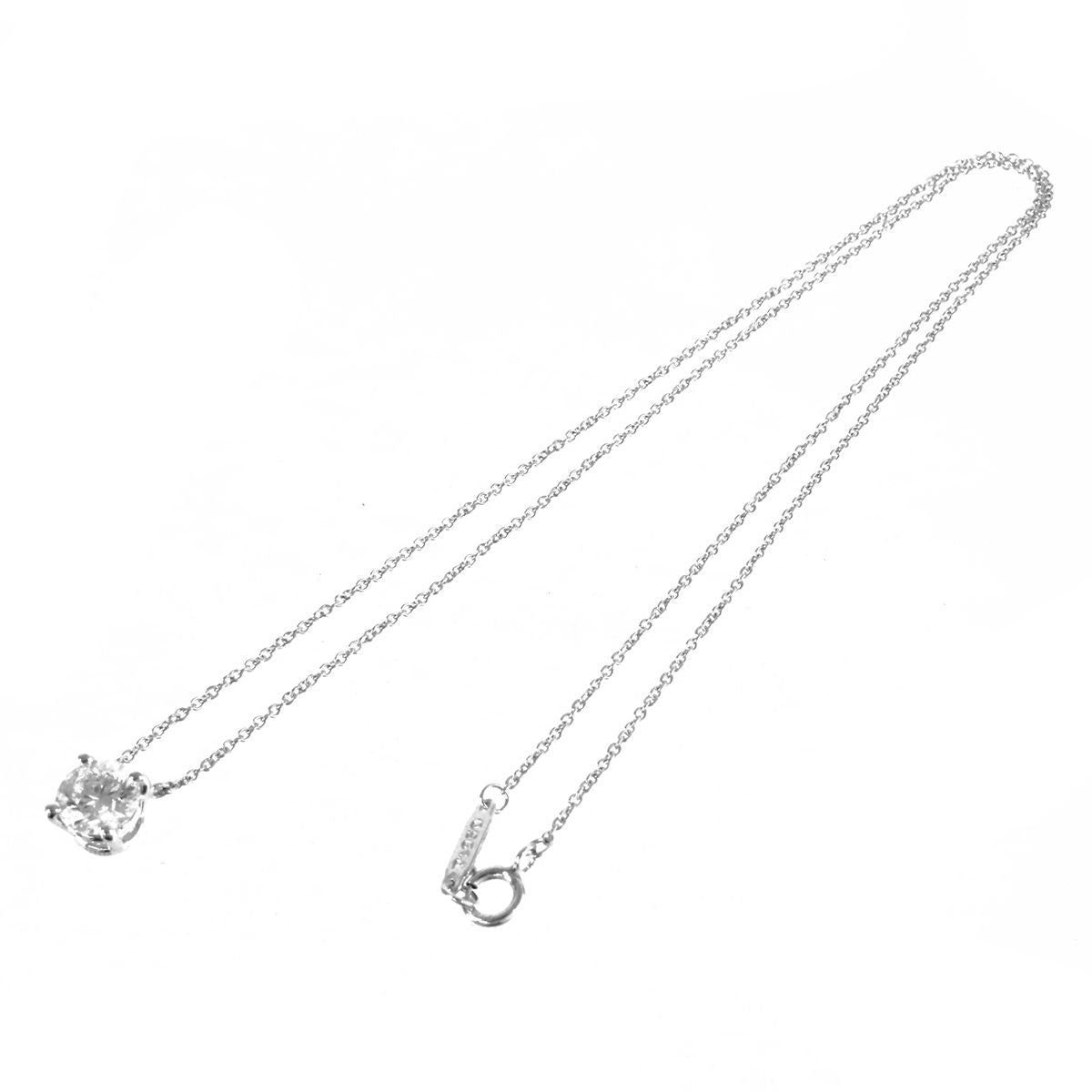 Tiffany & Co Solitaire Diamond Pendant Platinum Necklace — view 4