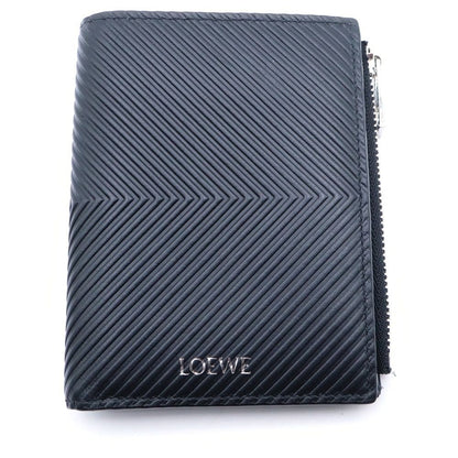 Loewe Slim Compact Wallet Bifold Coin Case Black Texture Classic