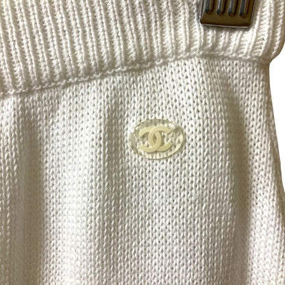 Good Chanel Coco Mark Cotton Knit Shorts P58597 Size 36 White Women's Used