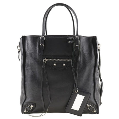 Balenciaga Paper Bag 255412 Calf Black Women's Tote Bag