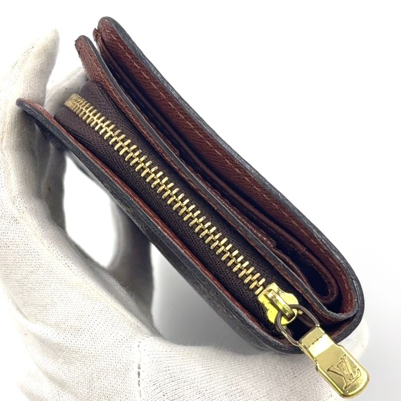 Louis Vuitton Compact Zip Monogram PVC Brown Bifold Wallet Gold M61667