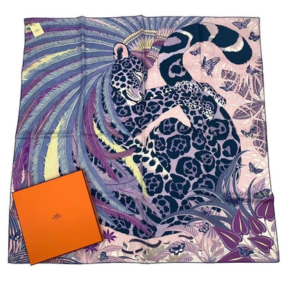 Hermes Carre 90 Scarf Silk Jaguar Quetzal Multicolor