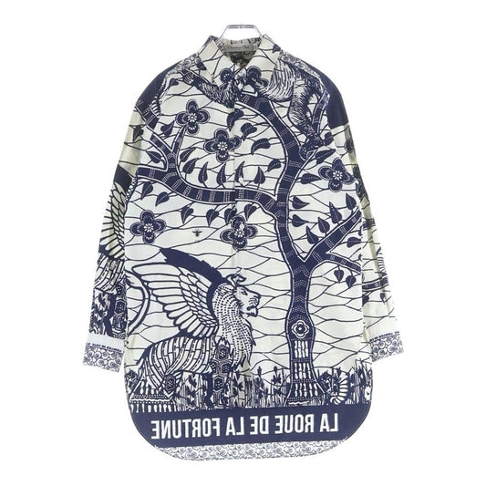 Dior Christian Resort Tarot Toile de Jouy Long Sleeve Shirt Blouse White