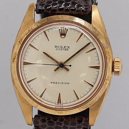 Rolex Oyster Precision Manual Winding Ivory Dial Watch Tam
