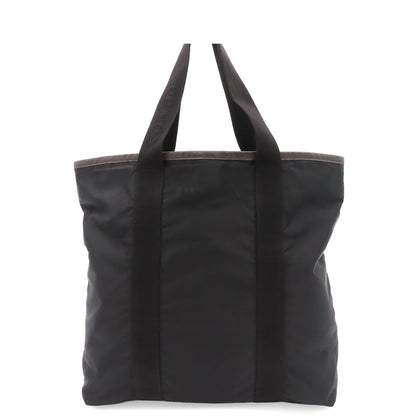 Prada Tote Bag Black Brown Tessuto Saffiano Triangle Logo Jacquard Nylon