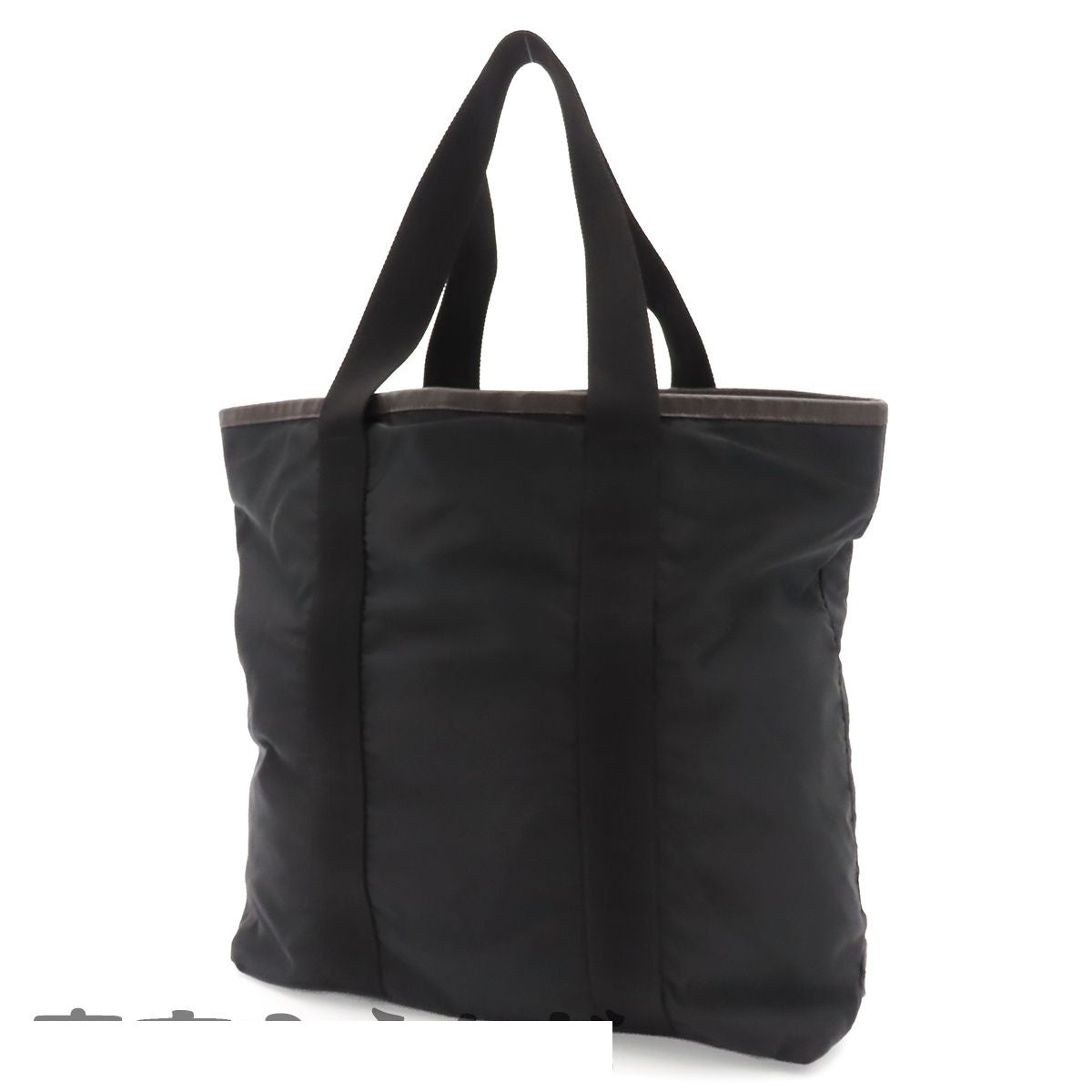 Prada Tote Bag Black Brown Tessuto Saffiano Triangle Logo Jacquard Nylon — view 2