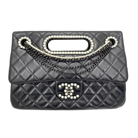 Chanel Pearl Flap Bag Shoulder Handbag Black 2023-24 AW