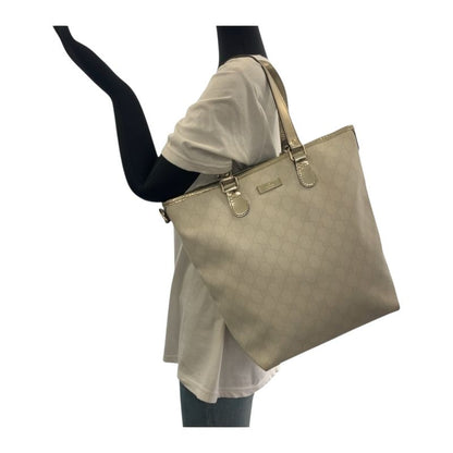 Gucci White Gold Hardware GG Supreme Canvas 189896 Tote Bag Shoulder Bag Women