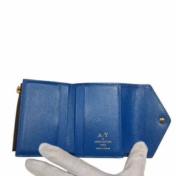 Louis Vuitton Monogram Portefeuille Zoë M63881 Blue Jean Trifold Wallet For