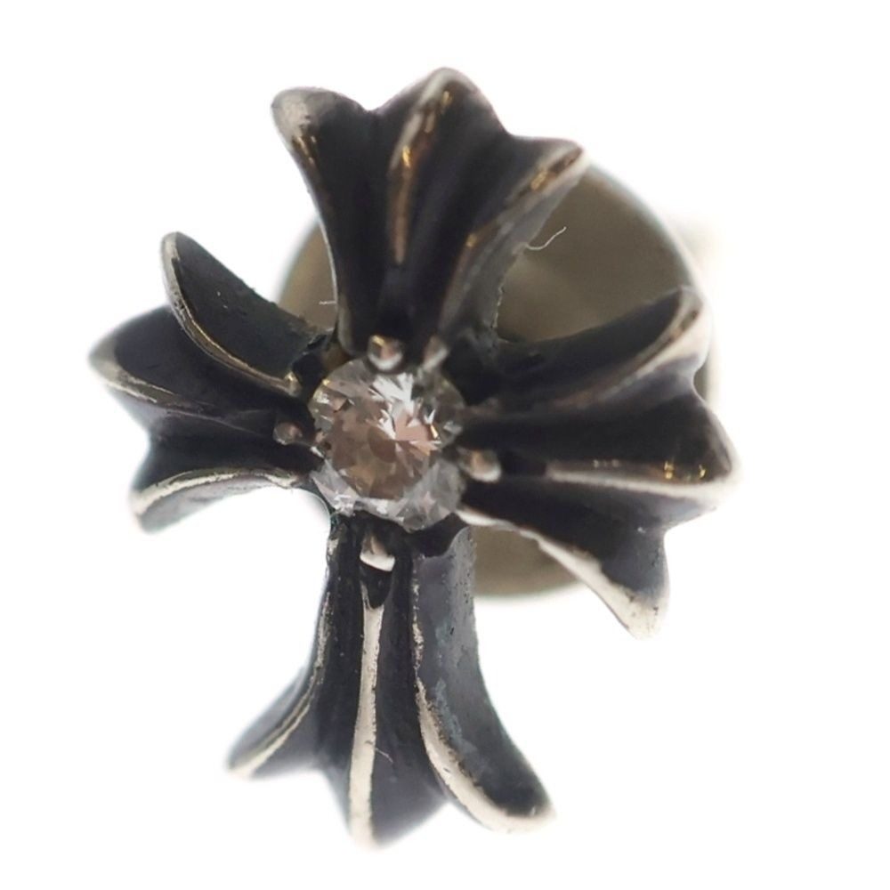 Chrome Hearts No2 CH Crs Dia CH Cross Stud 1 Diamond Earrings Silver