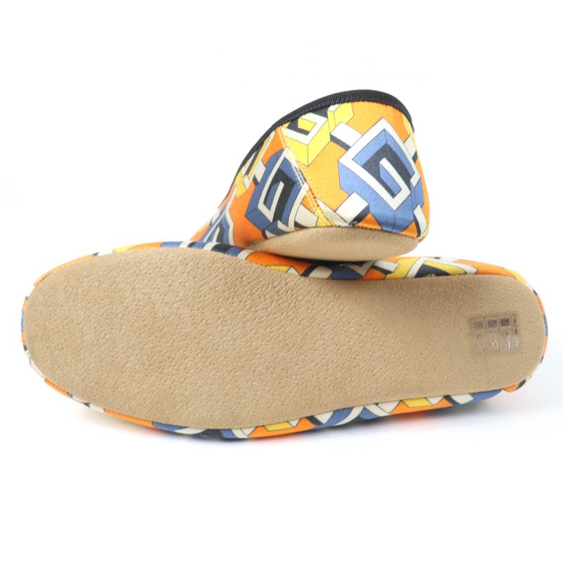 Gucci Geometric G All Over Logo Satin Room Shoes In Orange 37 With Box And